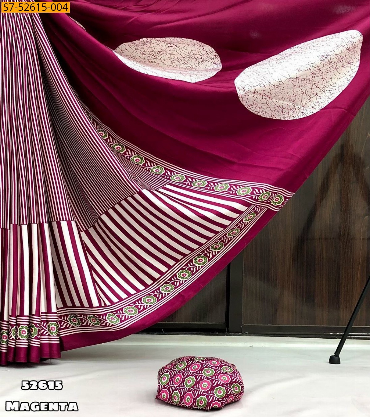 Magenta Fancy satin saree 