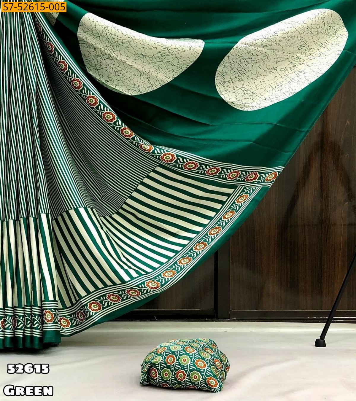 Green Fancy satin saree 