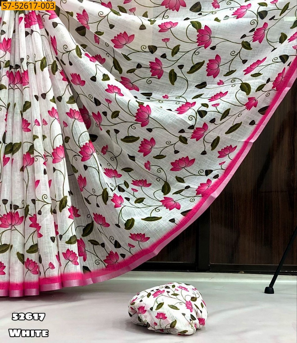 White Soft lenin sarees