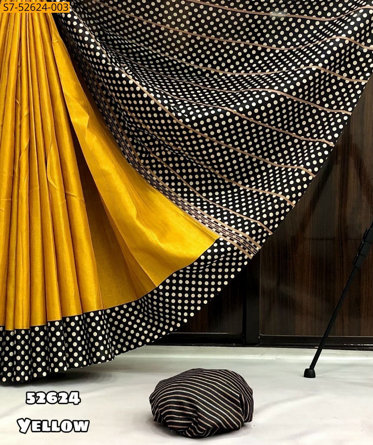 Yellow Fancy tussar silk saree