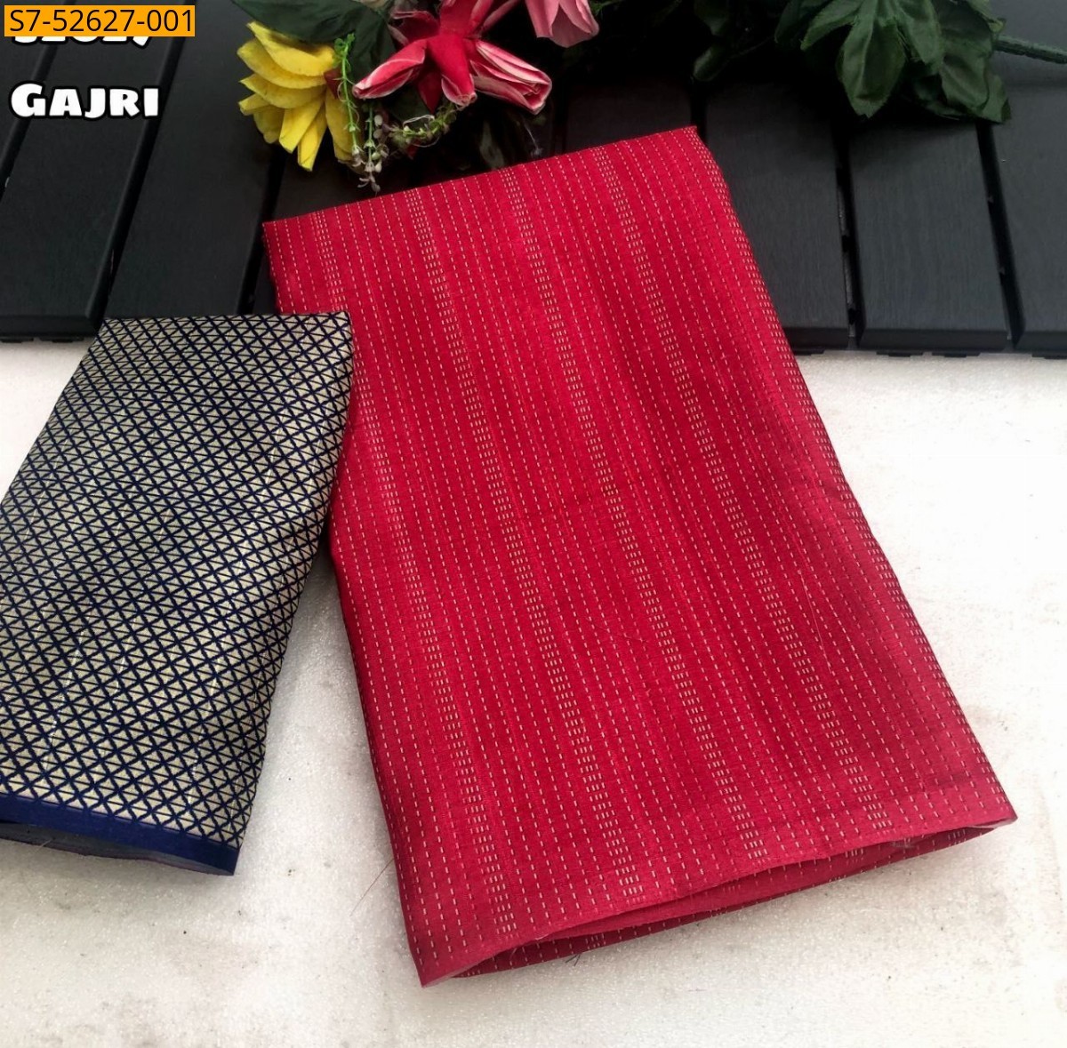Gajri Fancy Tussar silk Saree