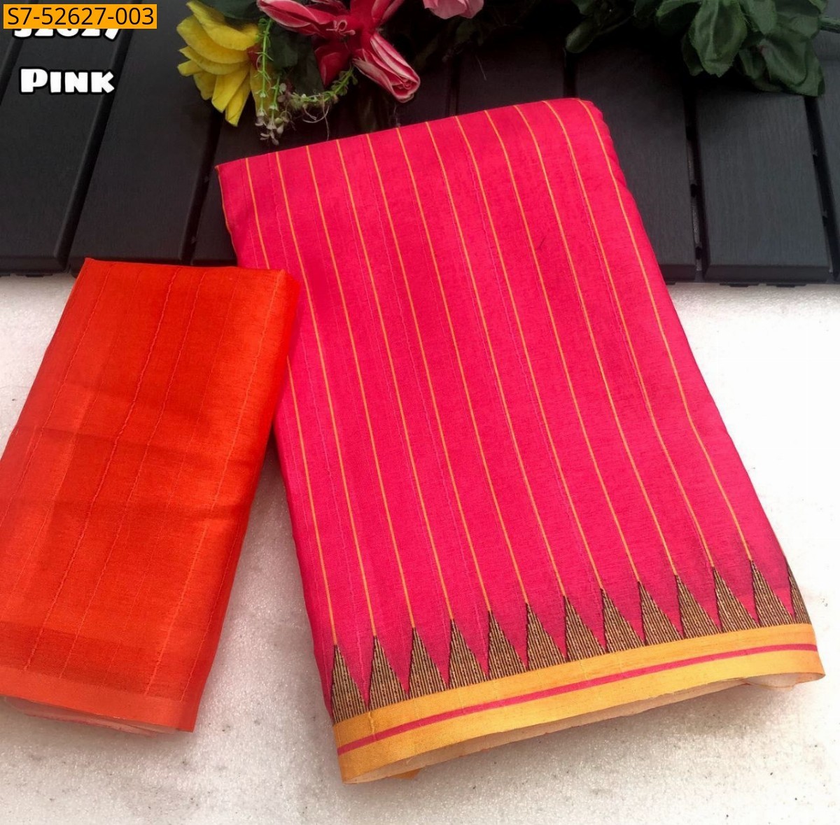 Pink Fancy Tussar silk Saree