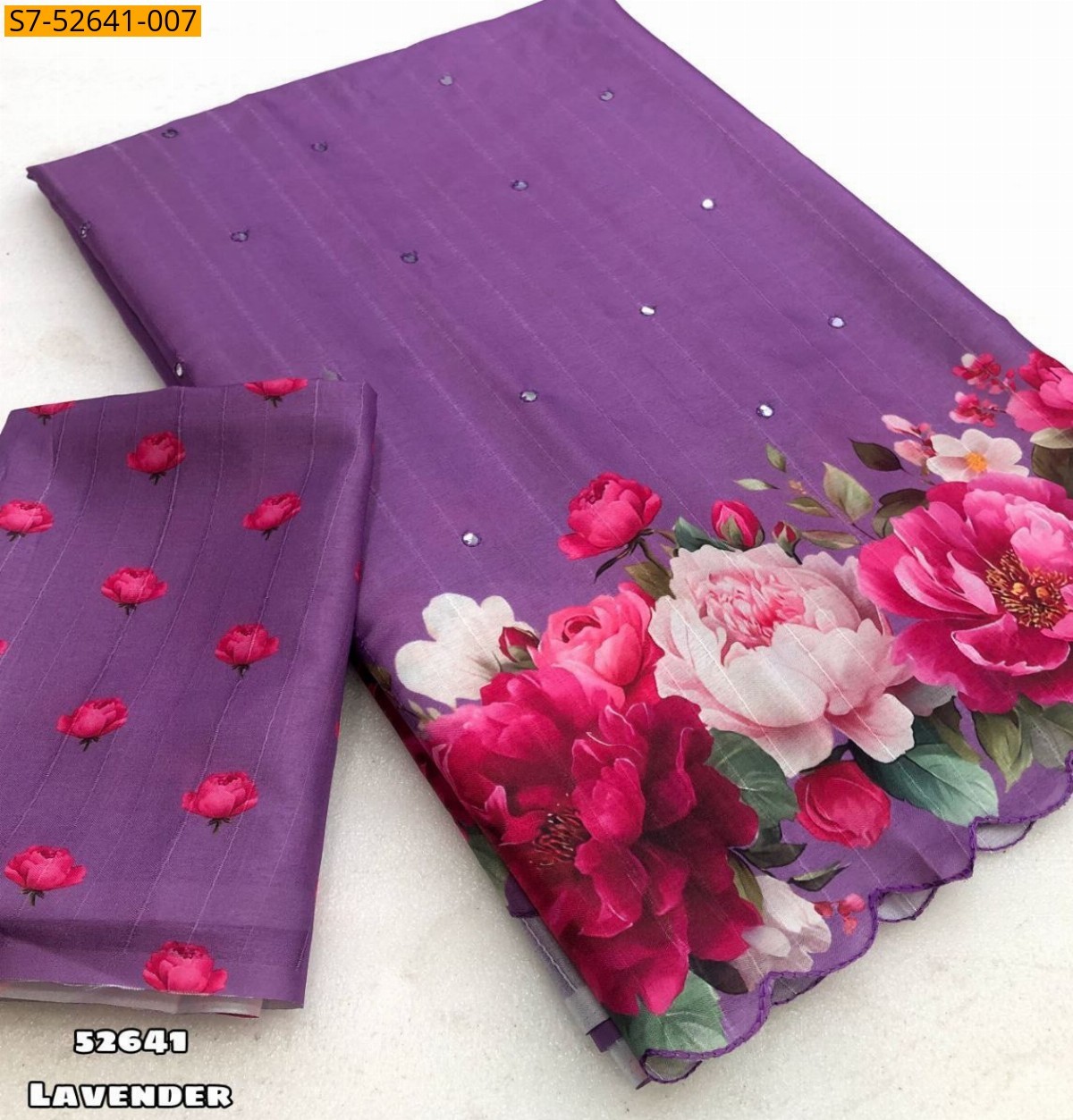 Lavender Fancy Tussar silk printed saree