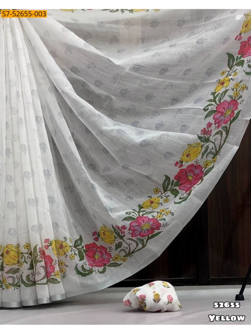 Fancy linen  printed saree