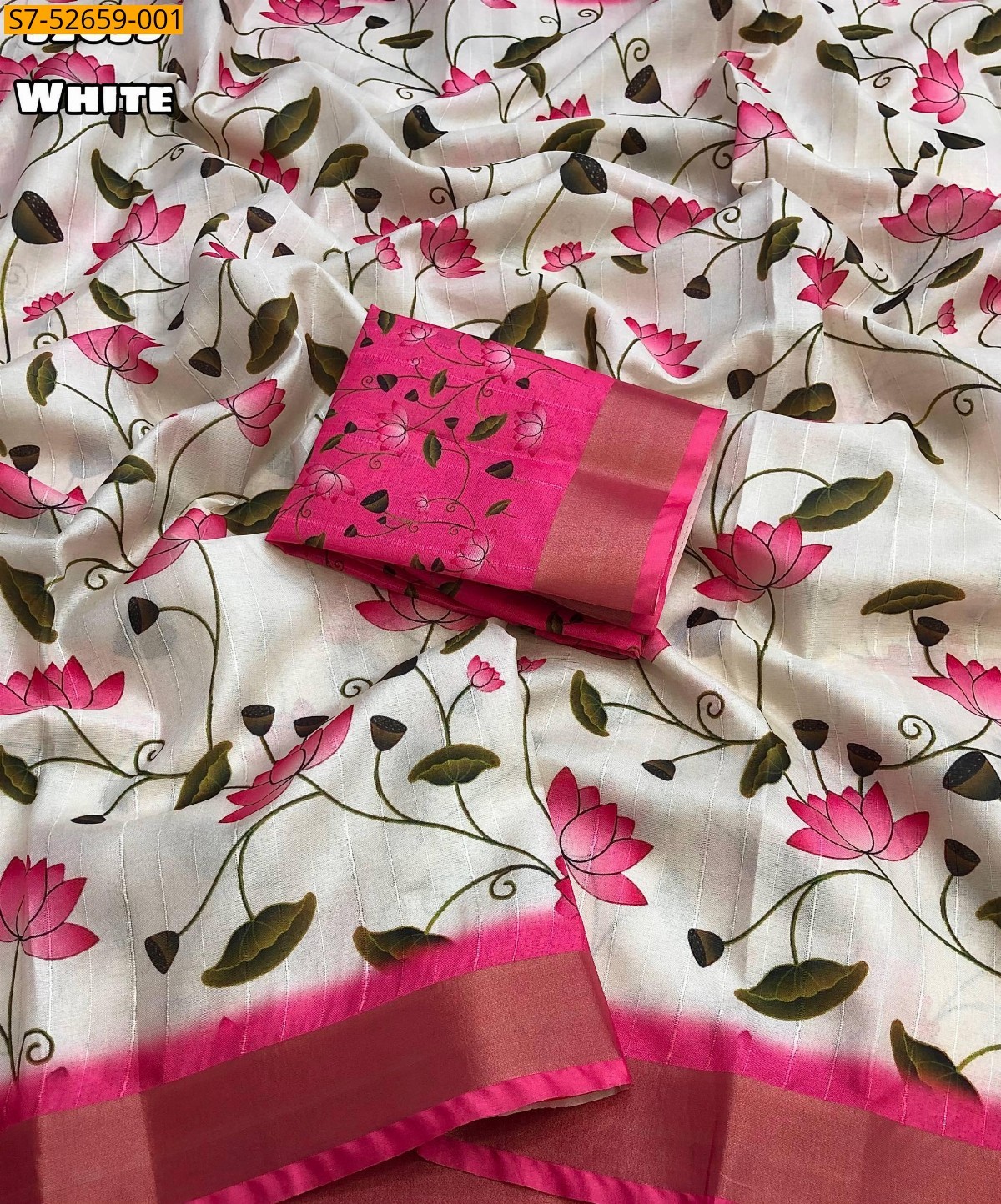 White Fancy Tussar silk saree