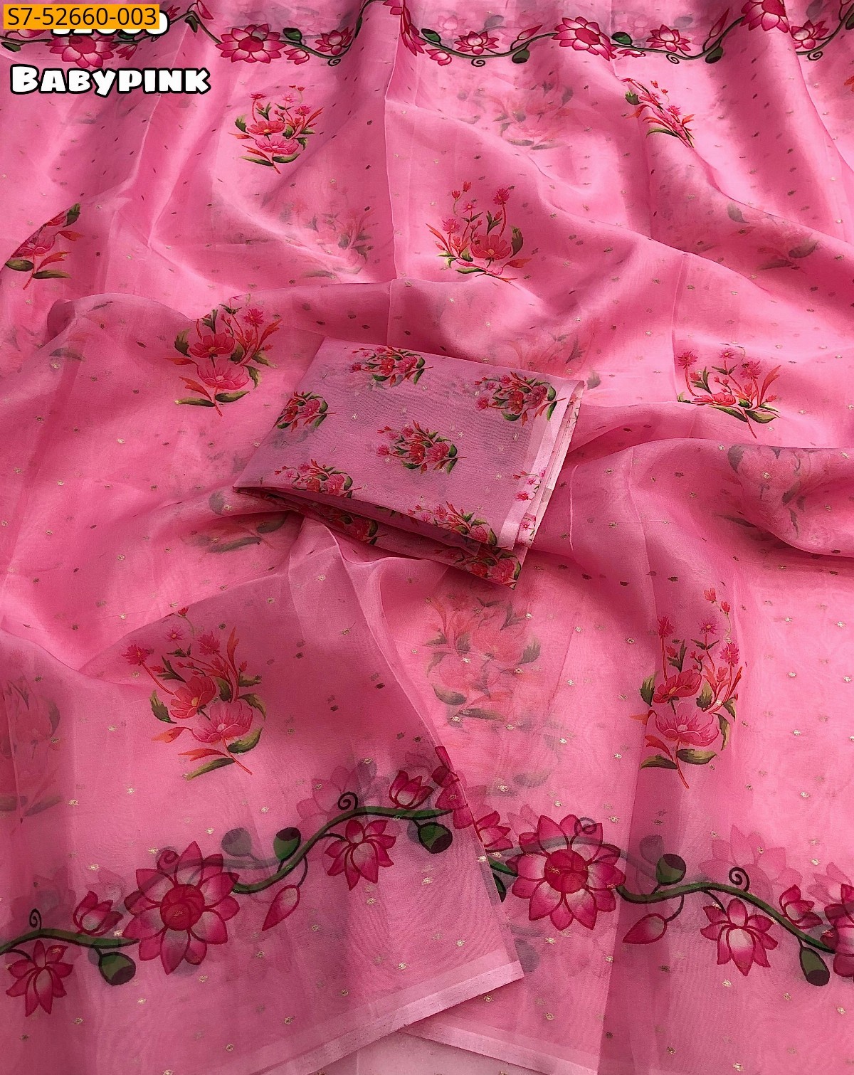 Pink Fancy tebby organza sarees 