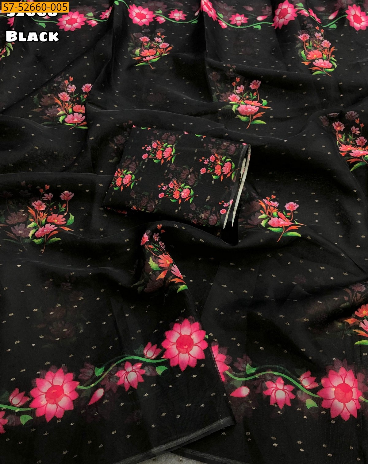 Black Fancy tebby organza sarees 
