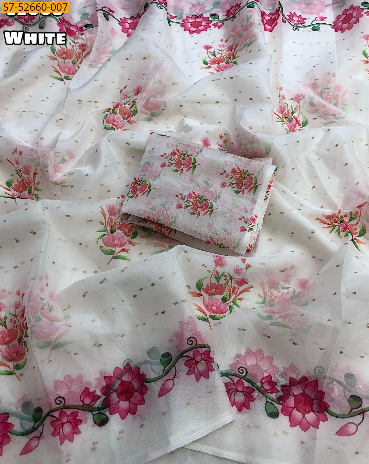 White Fancy tebby organza sarees 