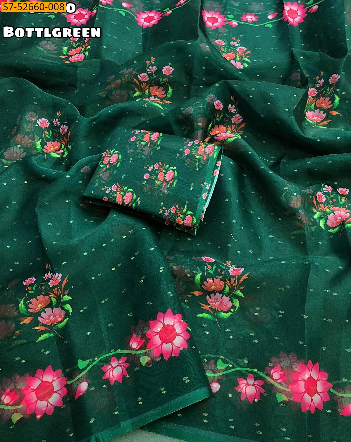 Green Fancy tebby organza sarees 