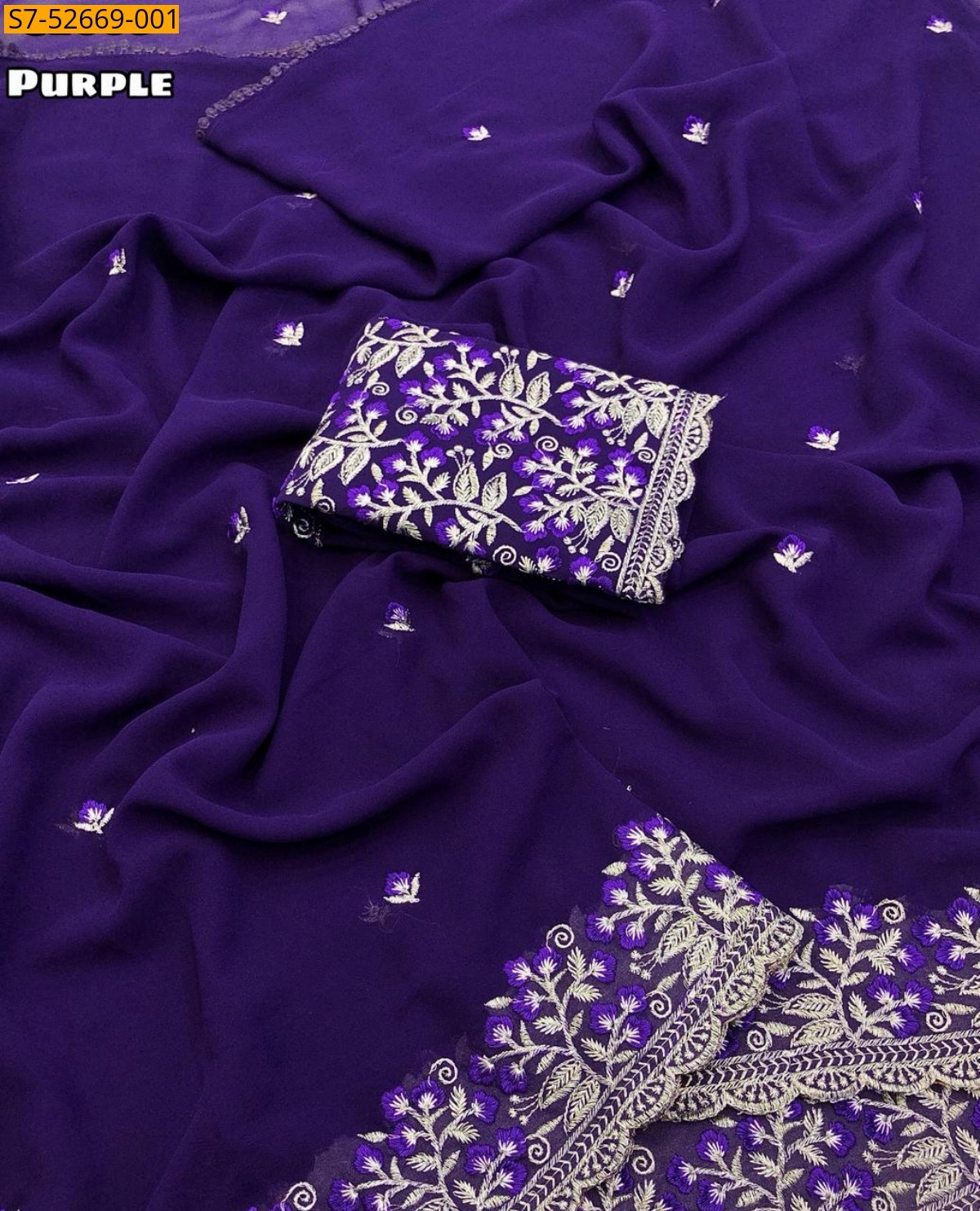 Fancy Faux georgette Saree - Purple