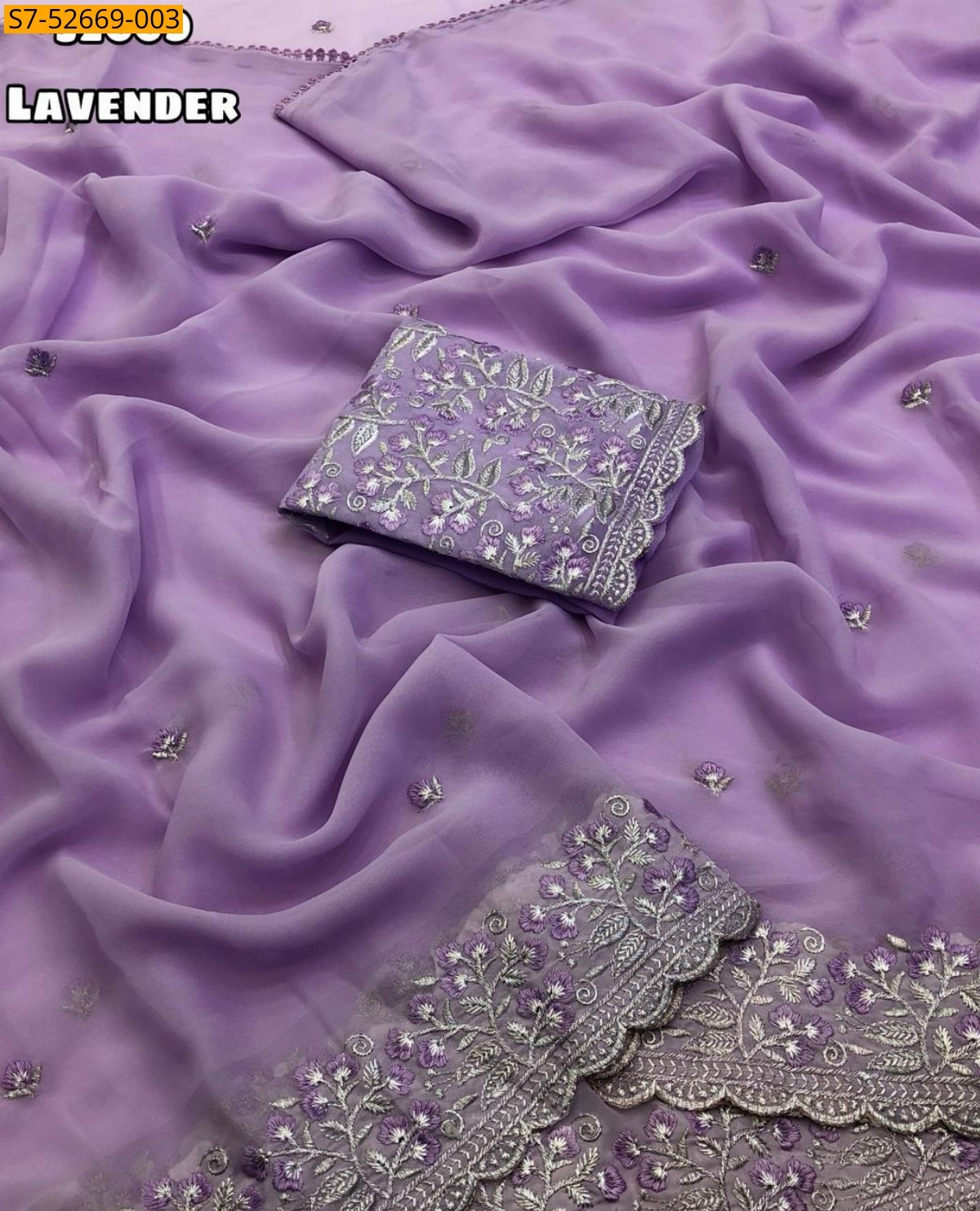 Lavender Fancy Faux georgette Saree