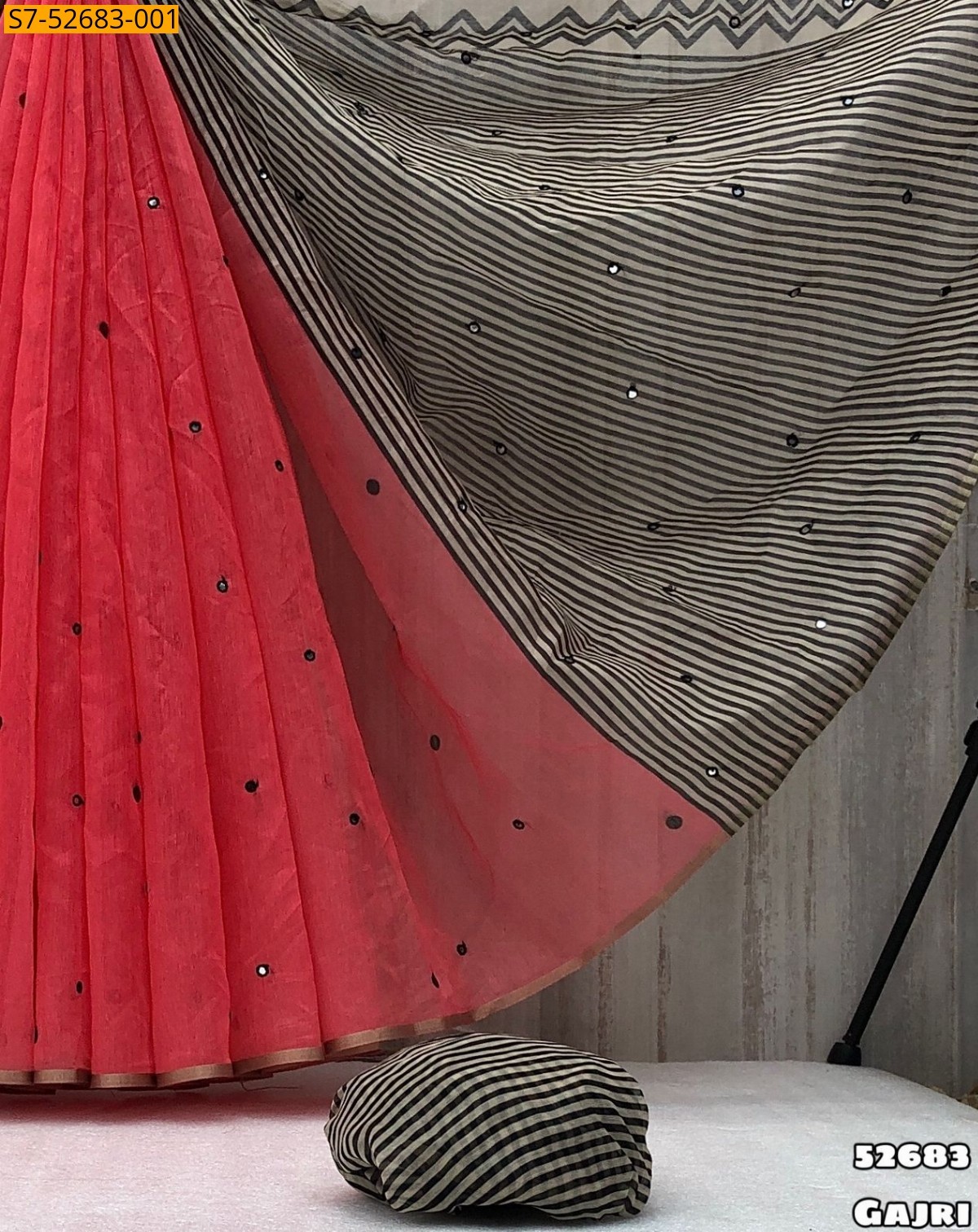 Red Fancy Chenderi Cotton Saree