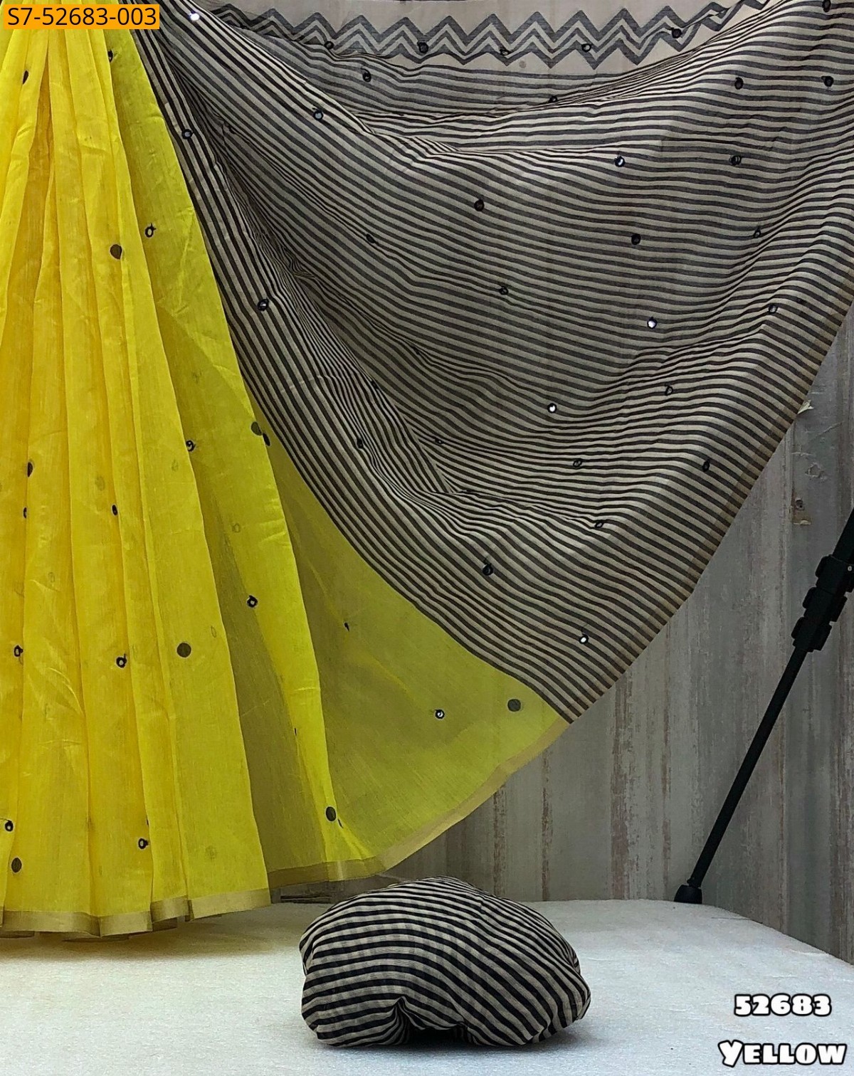 Yellow Fancy Chenderi Cotton Saree