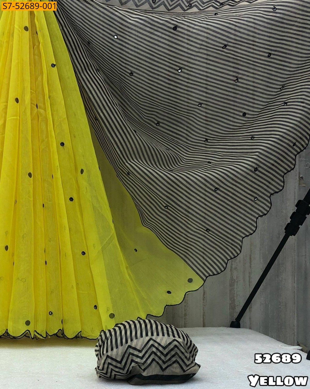 Yellow Chenderi Digital Printed Saree