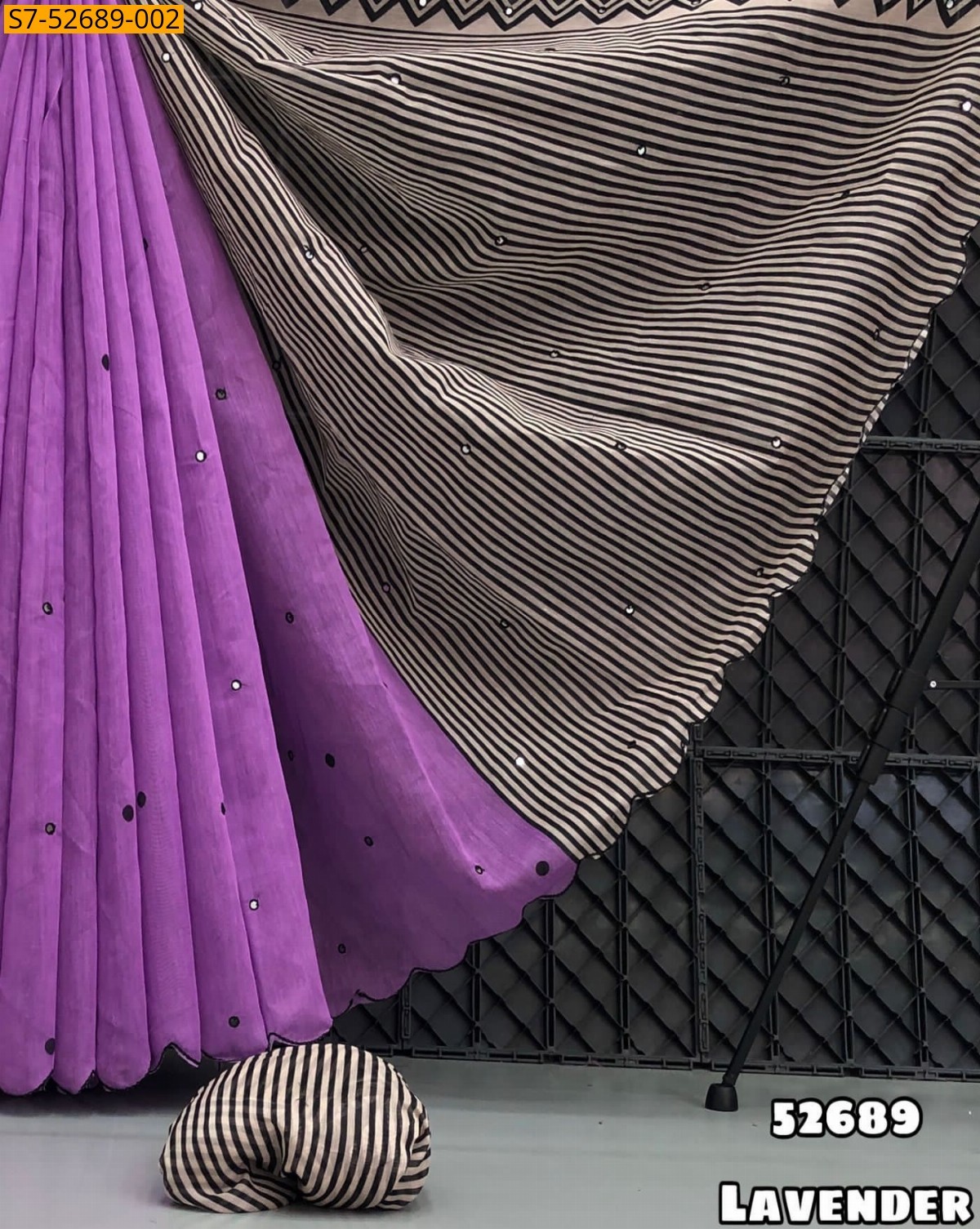 Lavendar Chenderi Digital Printed Saree