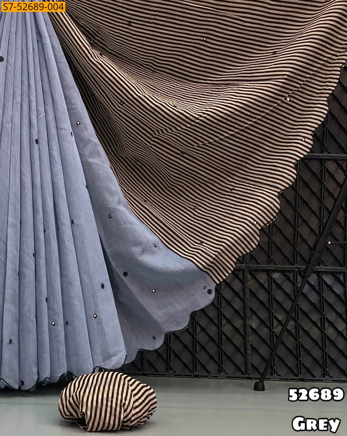 Grey Chenderi Digital Printed Saree