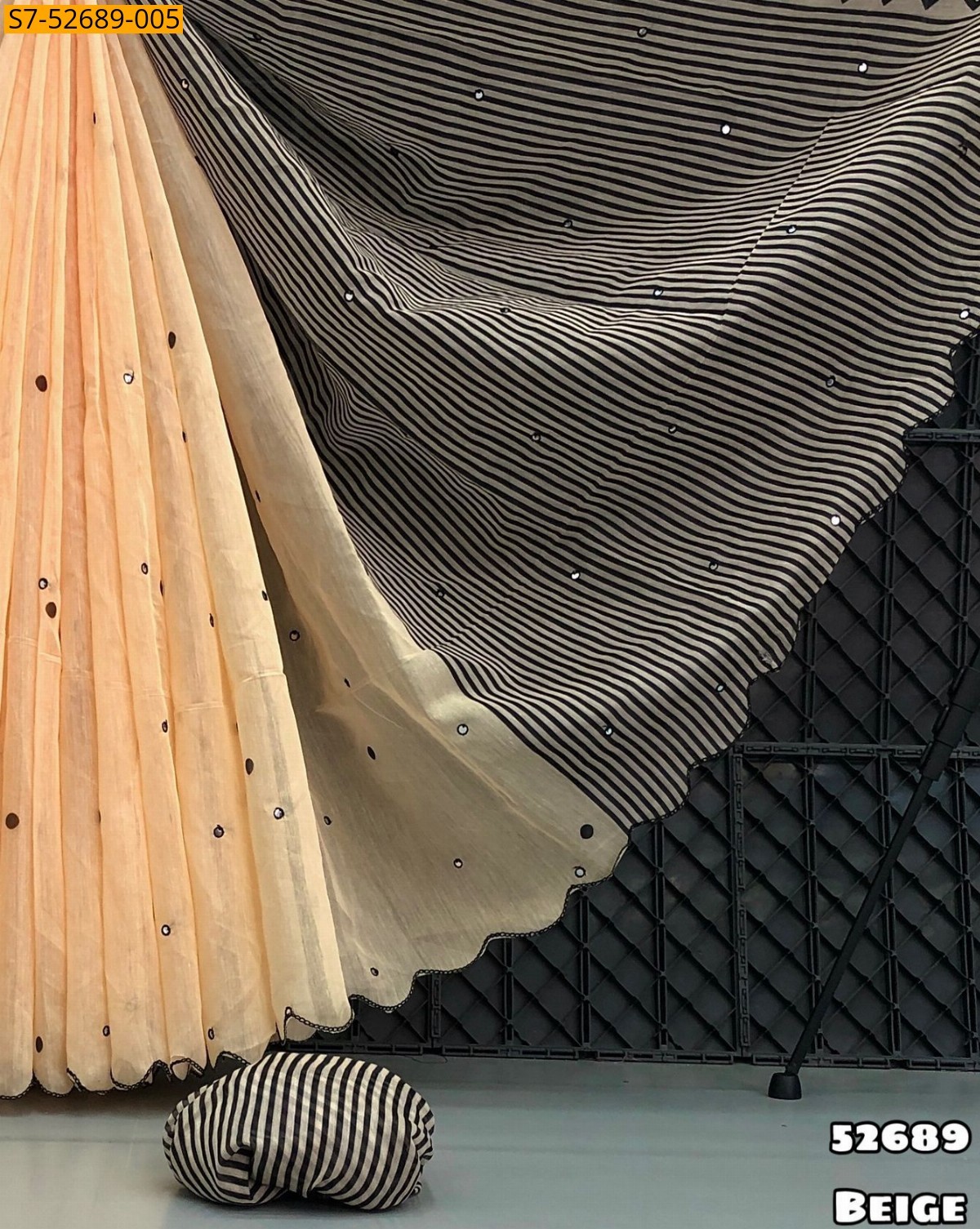 Beige Chenderi Digital Printed Saree