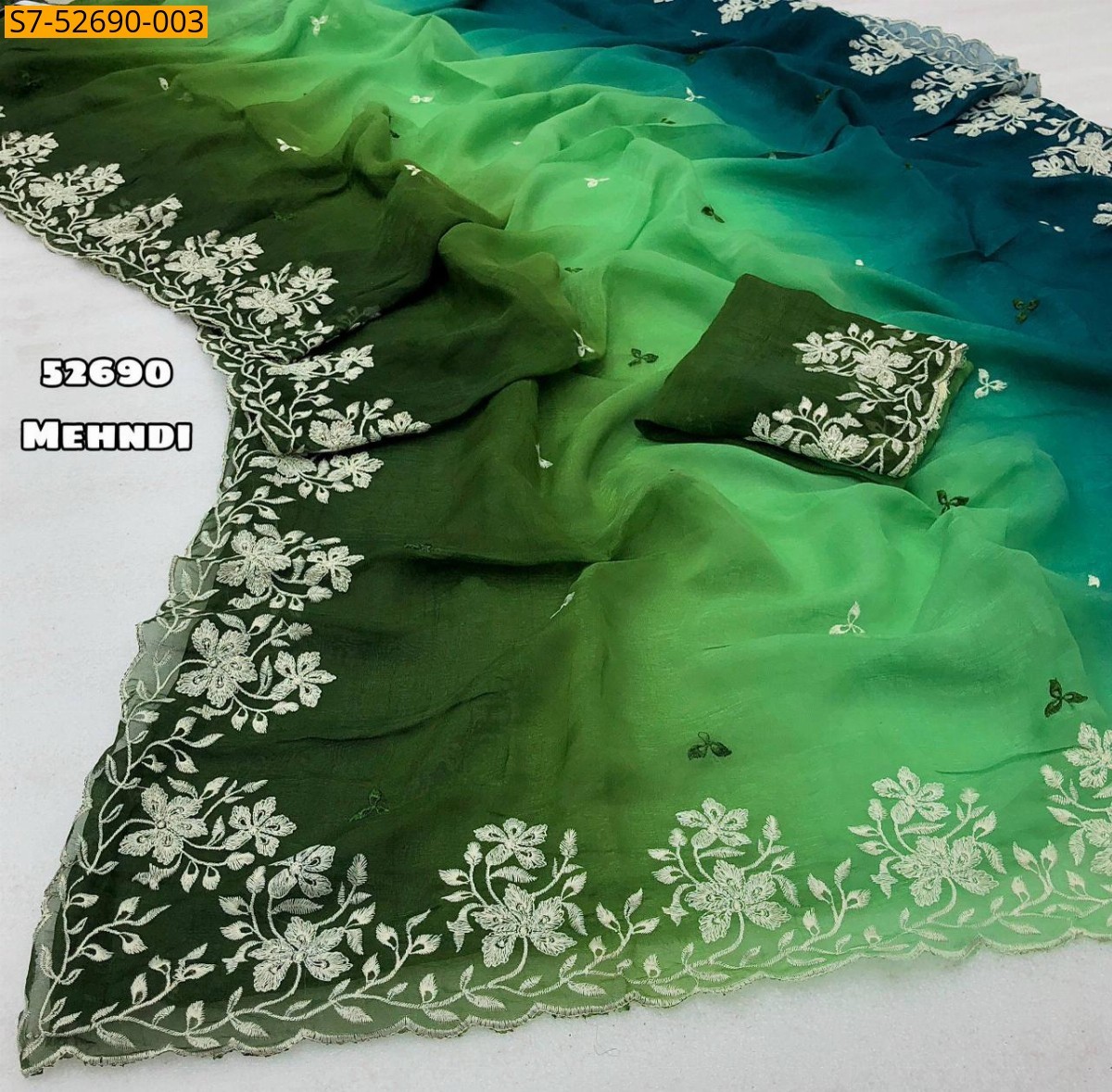 Mehandi Fancy Crunchy crush shaded saree