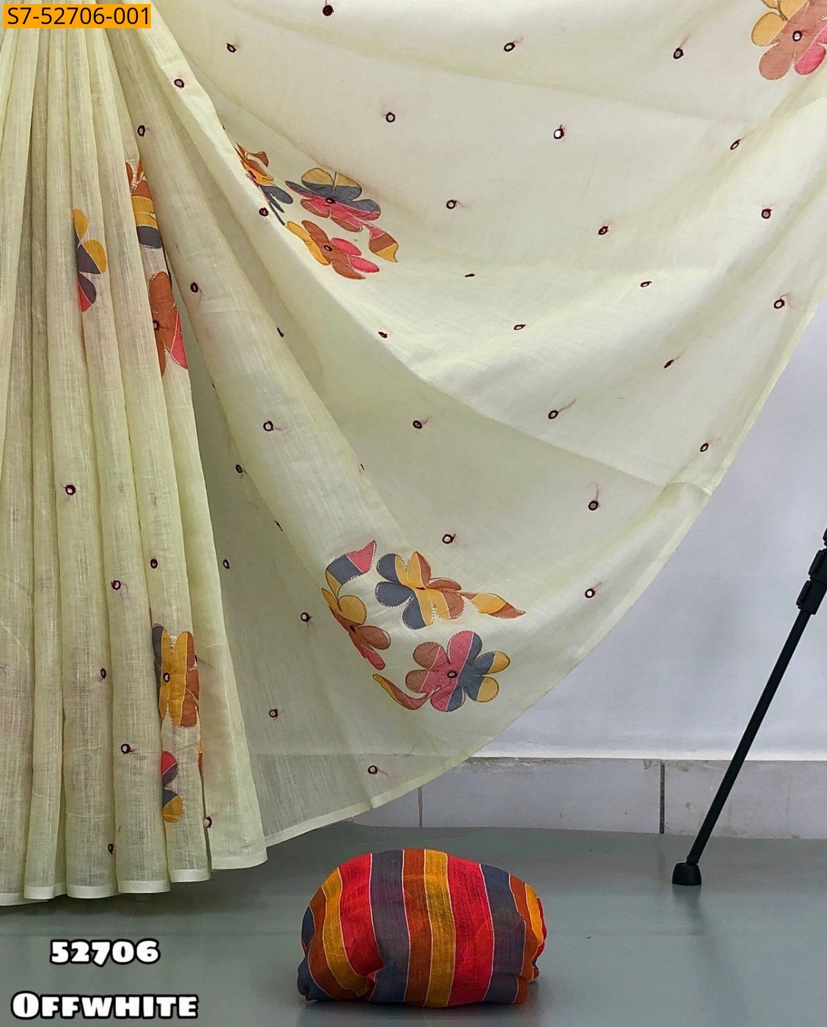 Half White Fancy linen digital printed saree