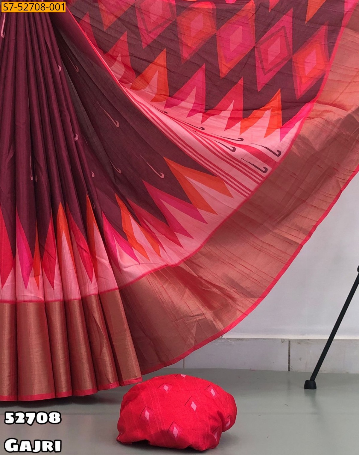 Gajri Fancy Tussar silk saree