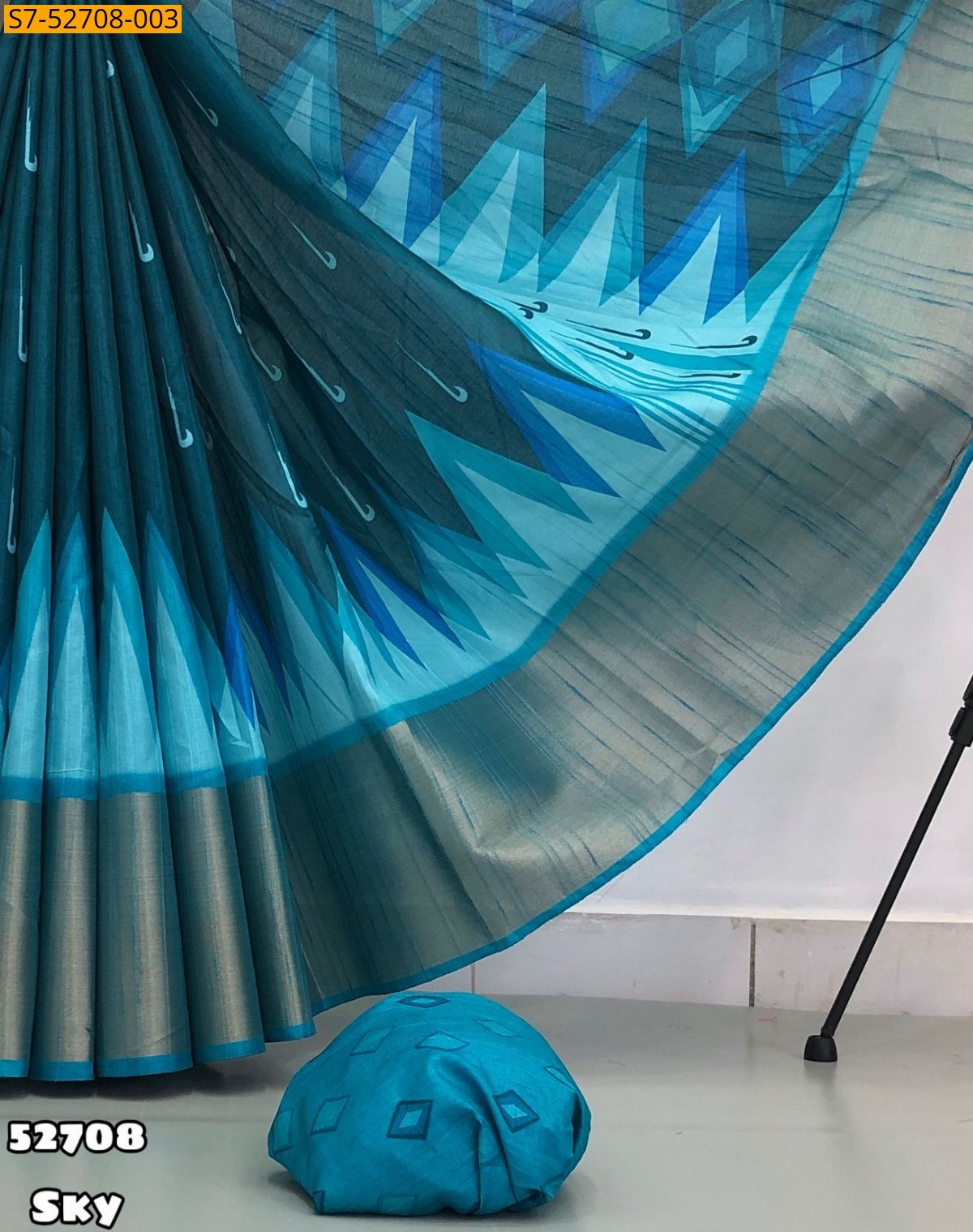 Sky blue Fancy Tussar silk saree