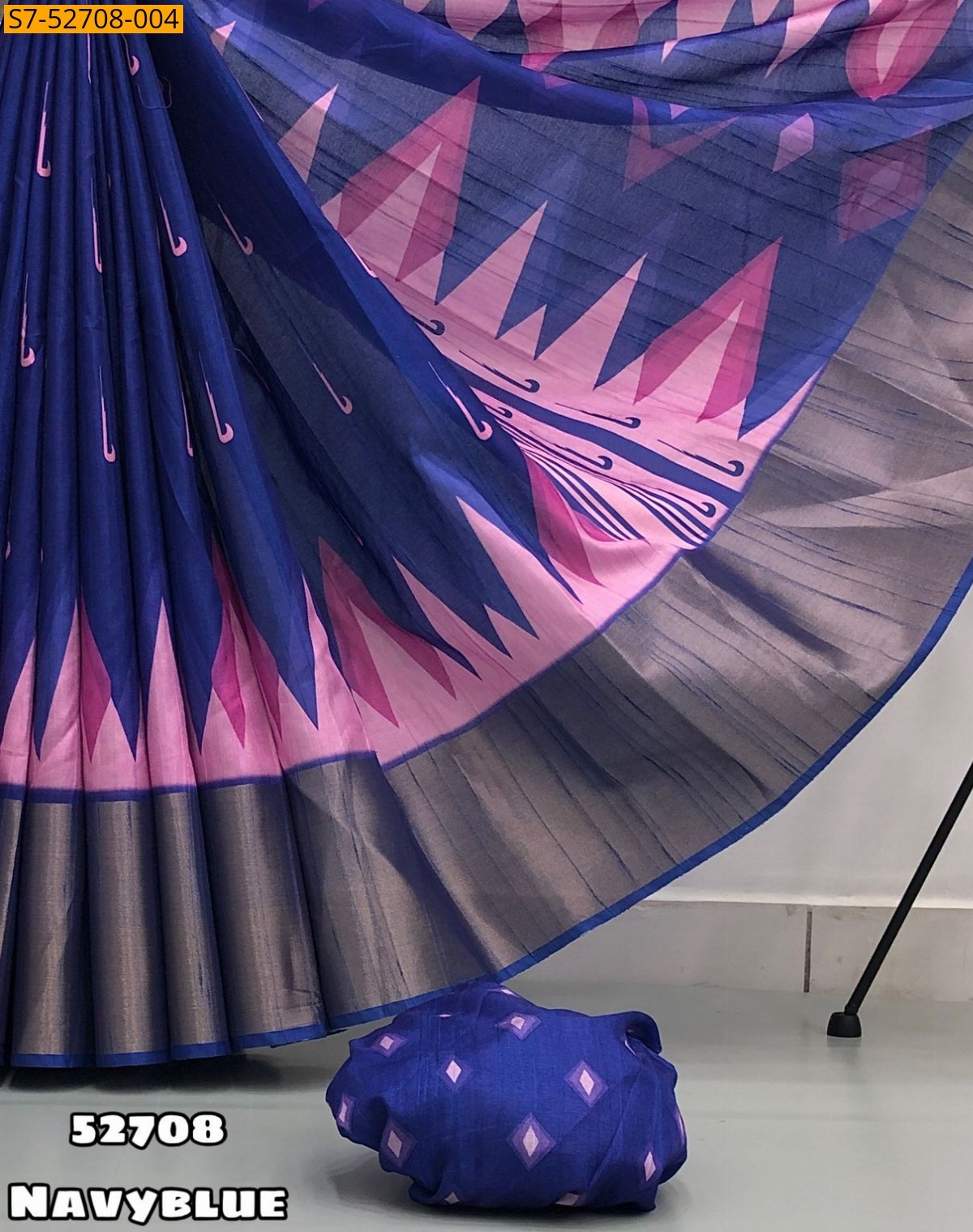 Navy blue Fancy Tussar silk saree