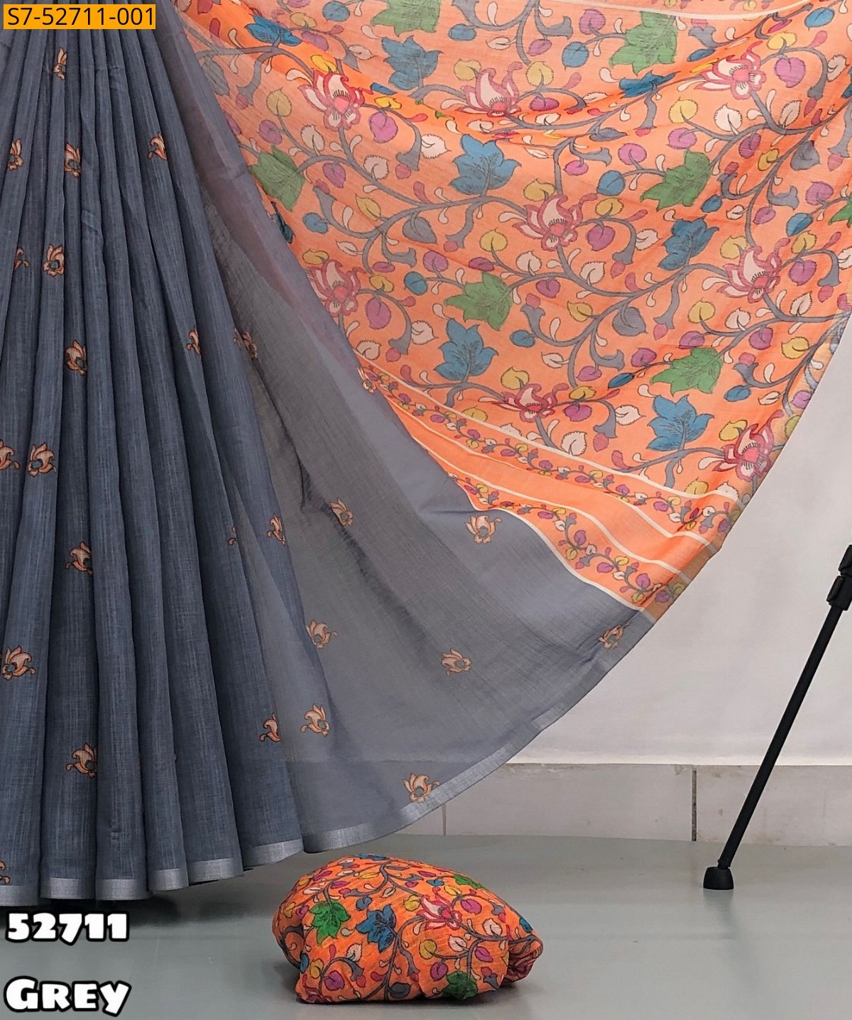 Grey Fancy Linen Printed saree