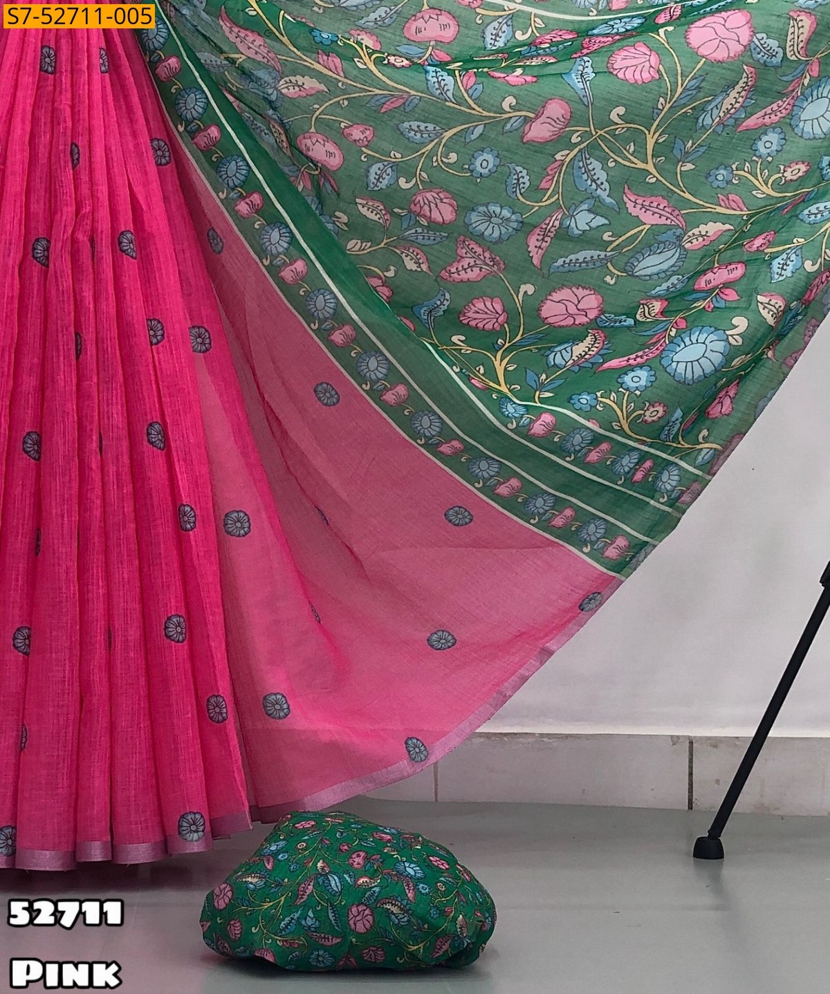 Pink Fancy Linen Printed saree