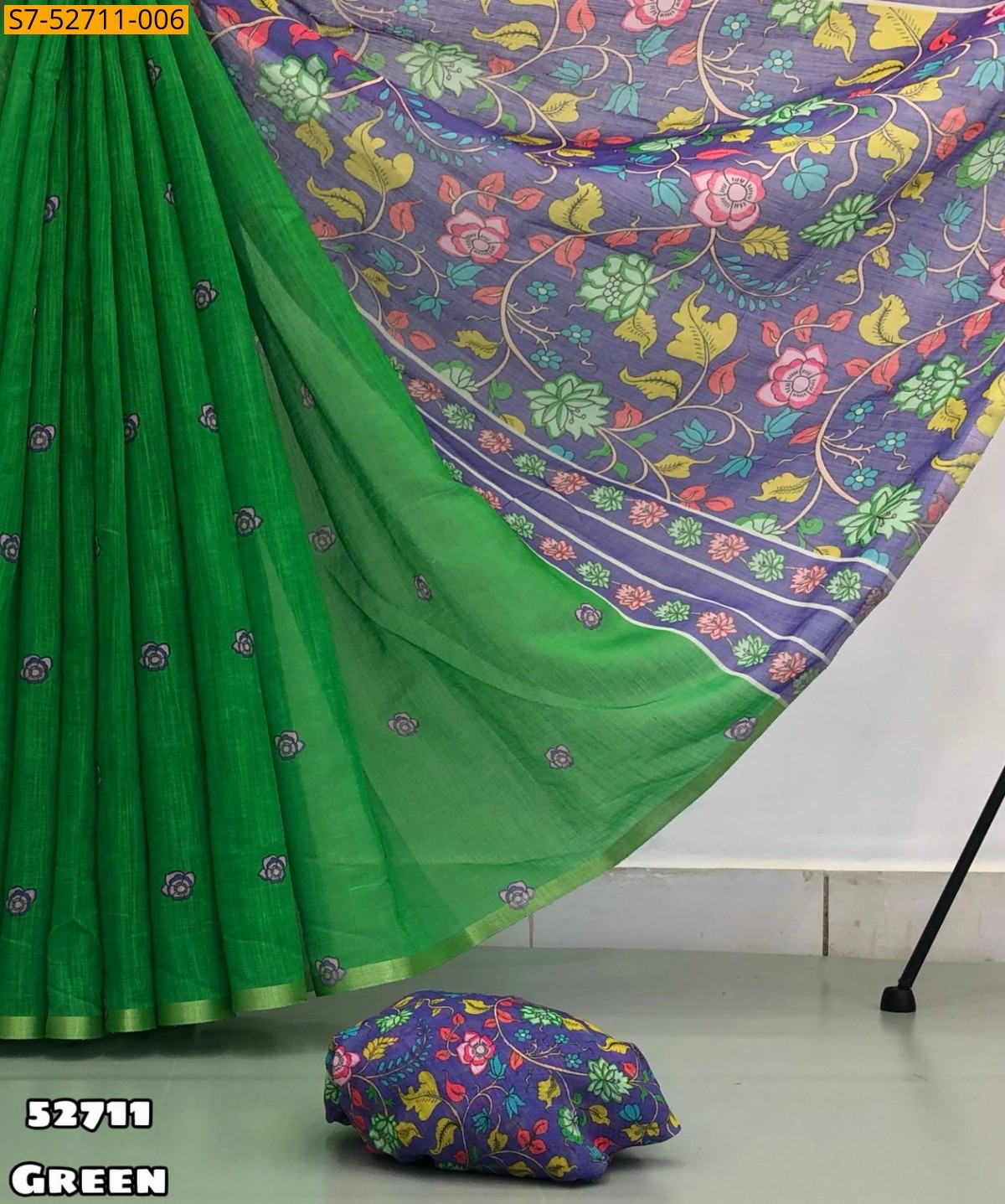 Green Fancy Linen Printed saree