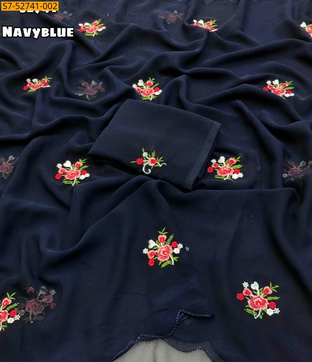 Navy blue Faux Georgette Saree