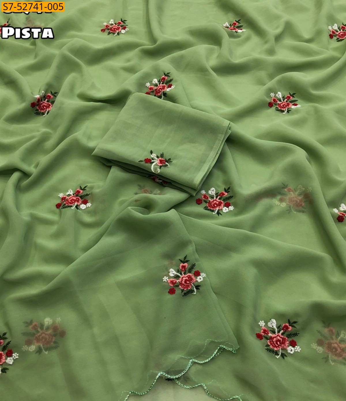 Pista Faux Georgette Saree