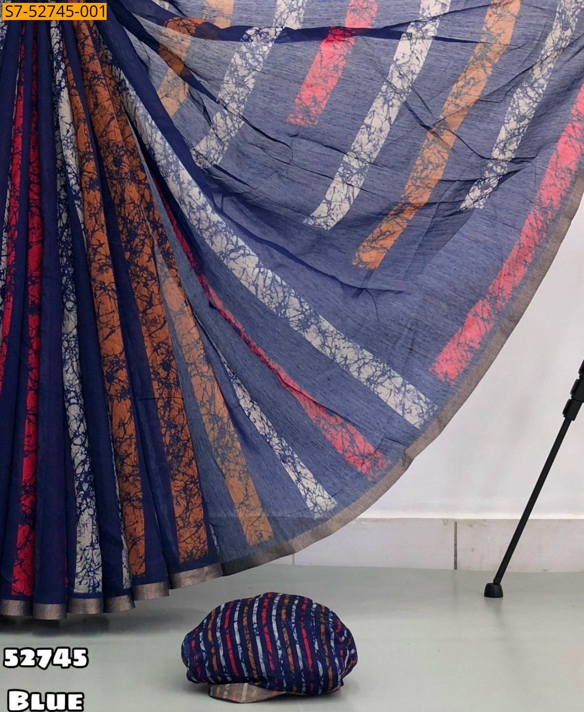 Blue Soft Chanderi Printed Sarees 