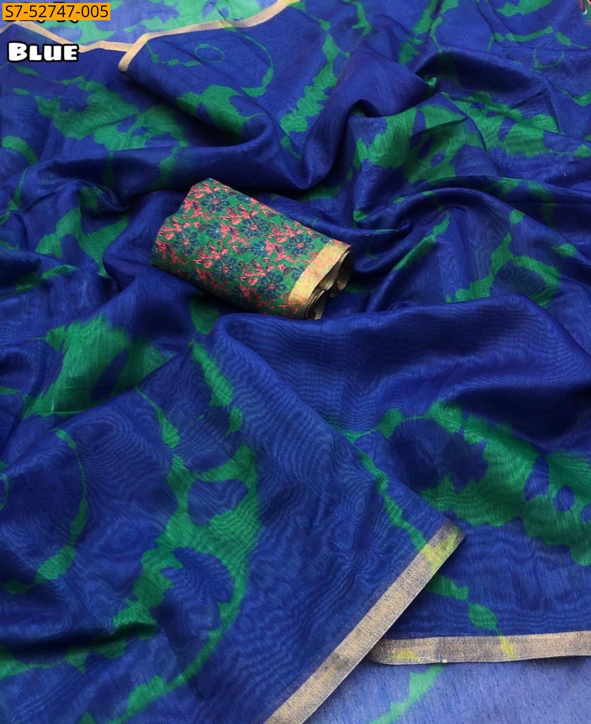 Blue Fancy Soft Chanderi sarees