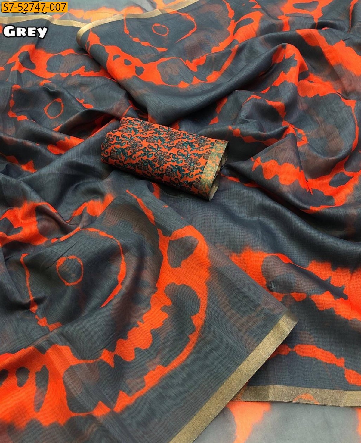 Grey Fancy Soft Chanderi sarees