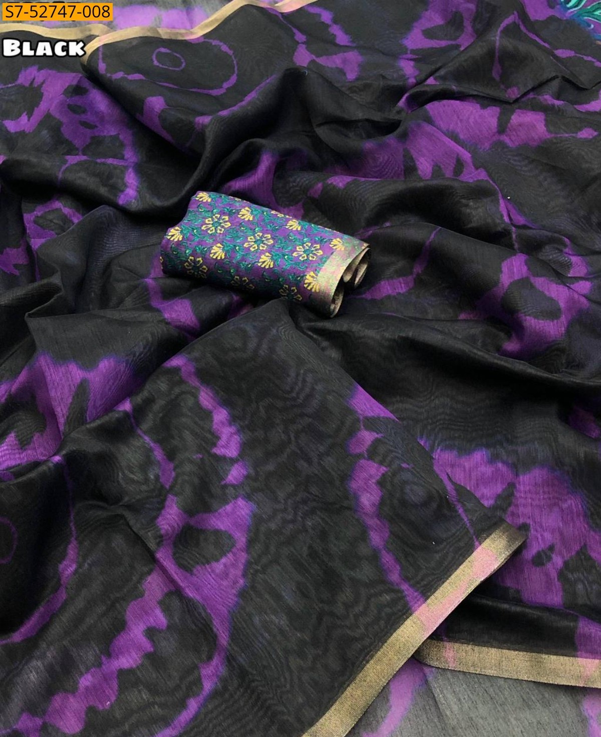 Black Fancy Soft Chanderi sarees