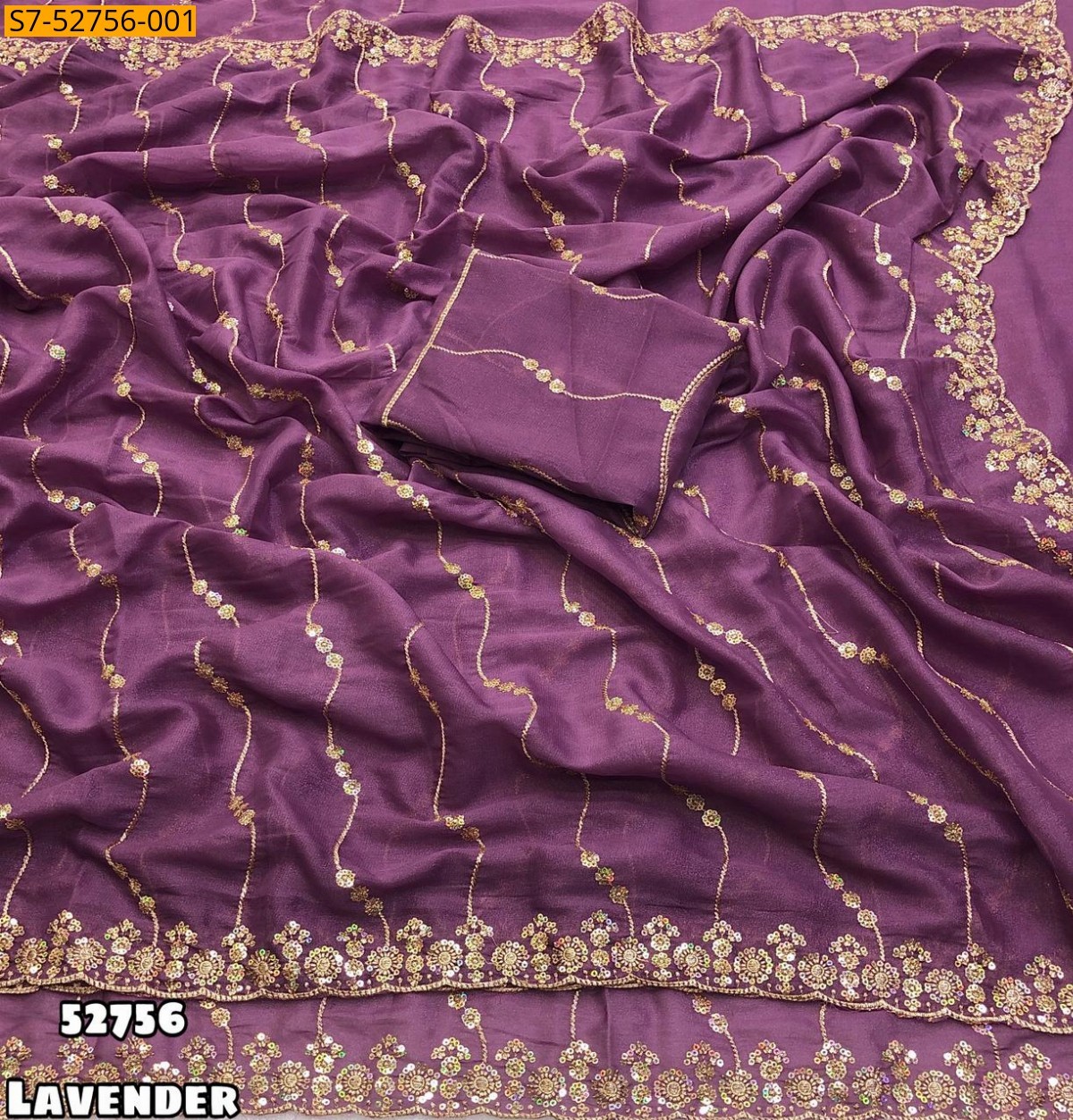 Lavender Fancy Star georgette  Sarees
