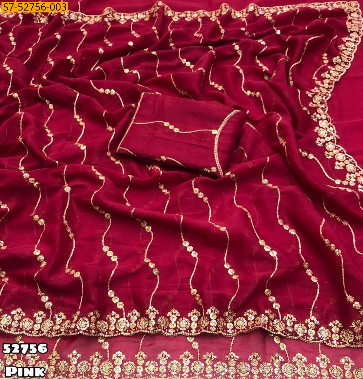 Pink Fancy Star georgette  Sarees