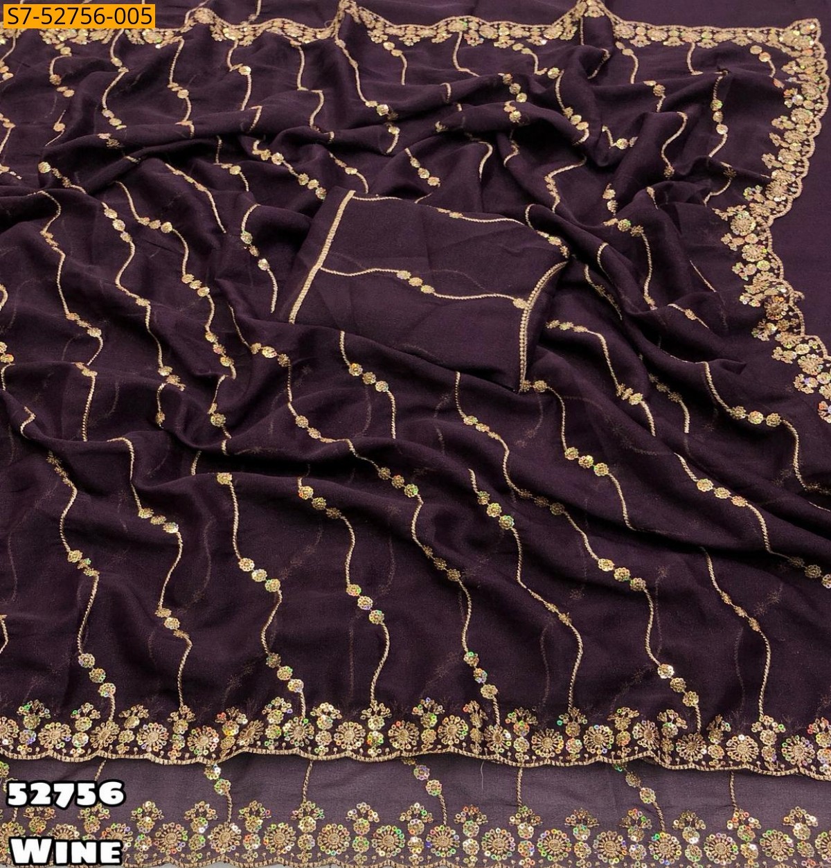 Wine Fancy Star georgette  Sarees