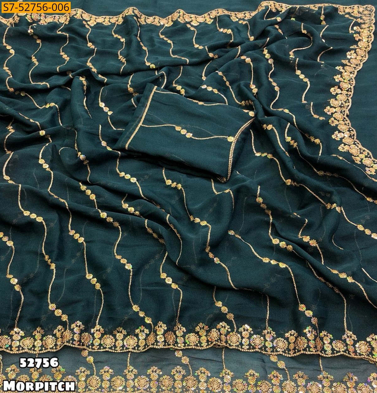 Morpitch Fancy Star georgette  Sarees