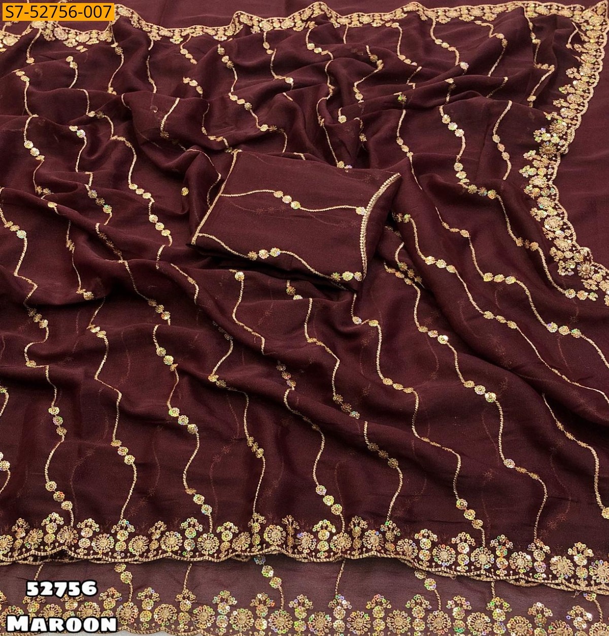 Maroon Fancy Star georgette  Sarees