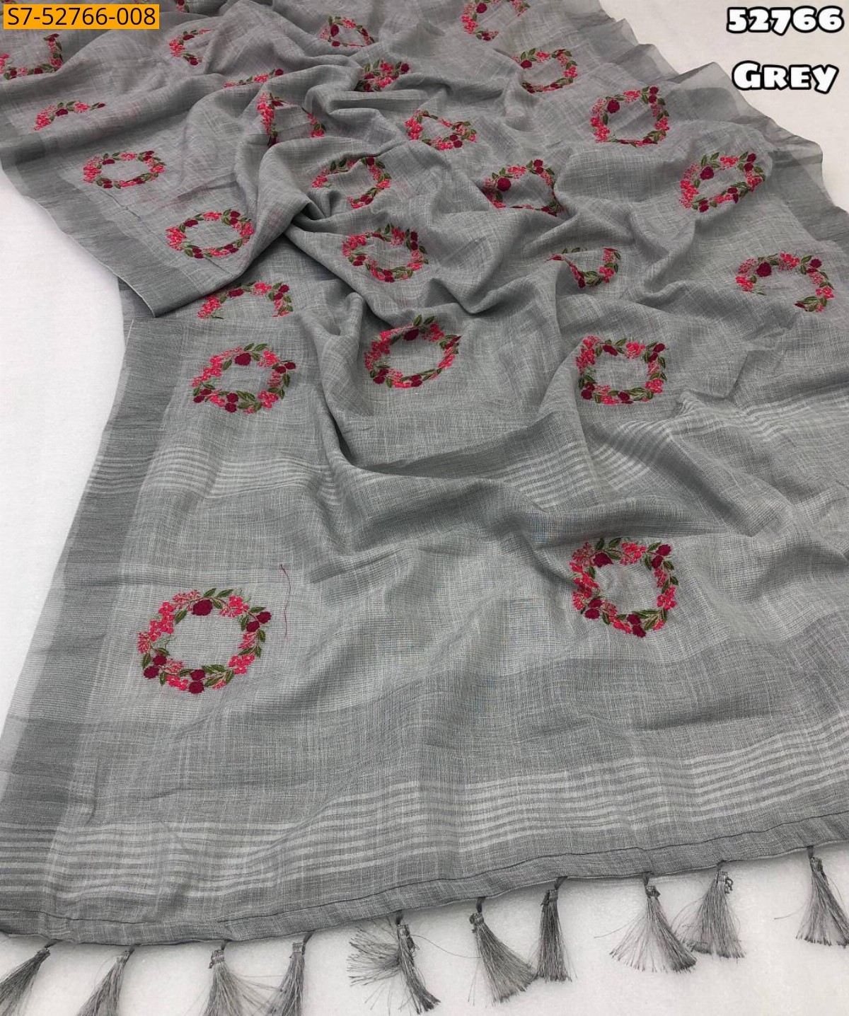 Gry Soft linen  sarees 