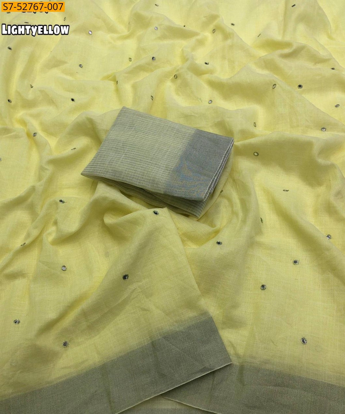 Light Yellow Fancy Linen saree