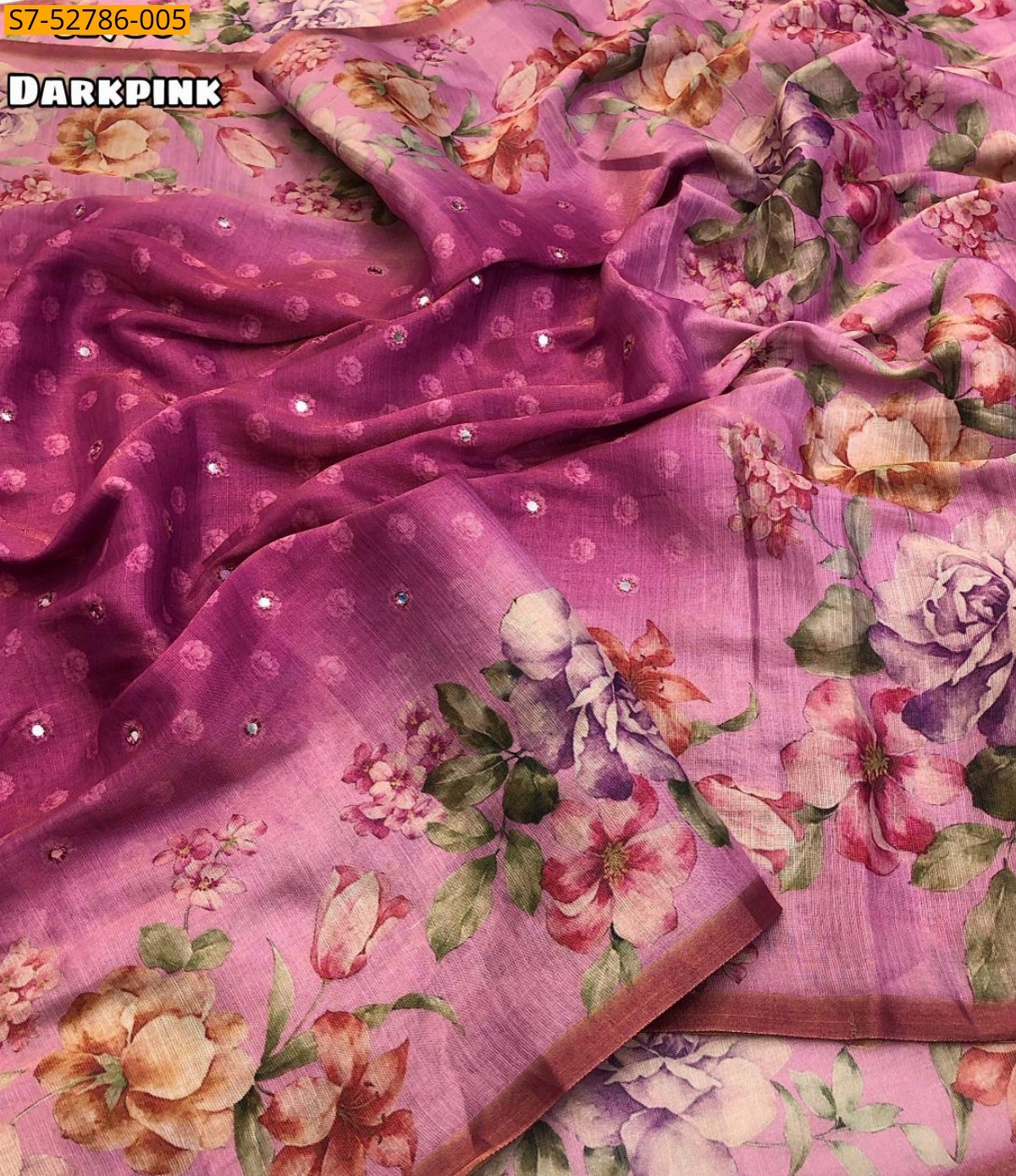 Dark pink Erode Tissue Silk Floral Print Saree
