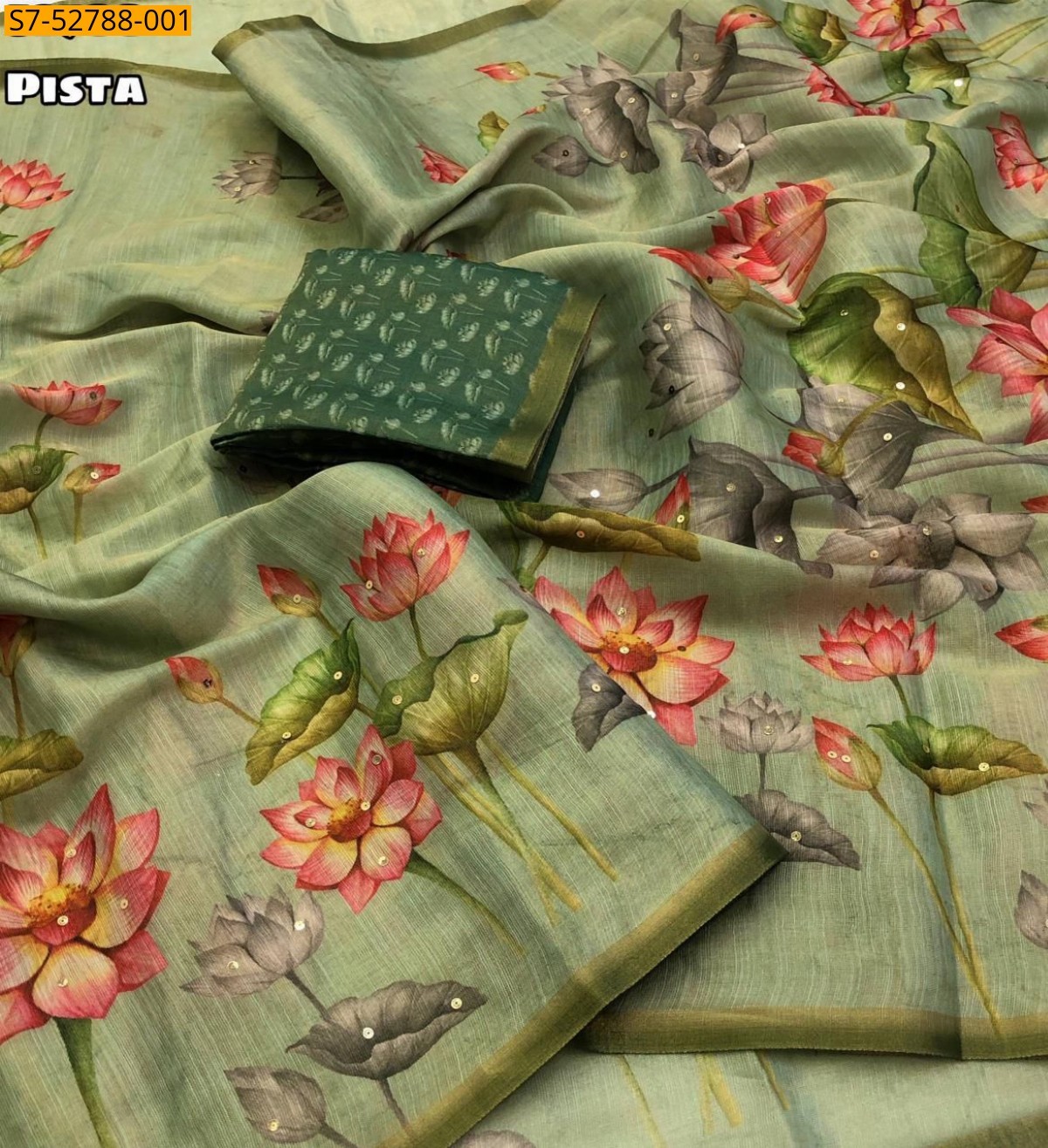 Pista Green Erode tissue silk Saree
