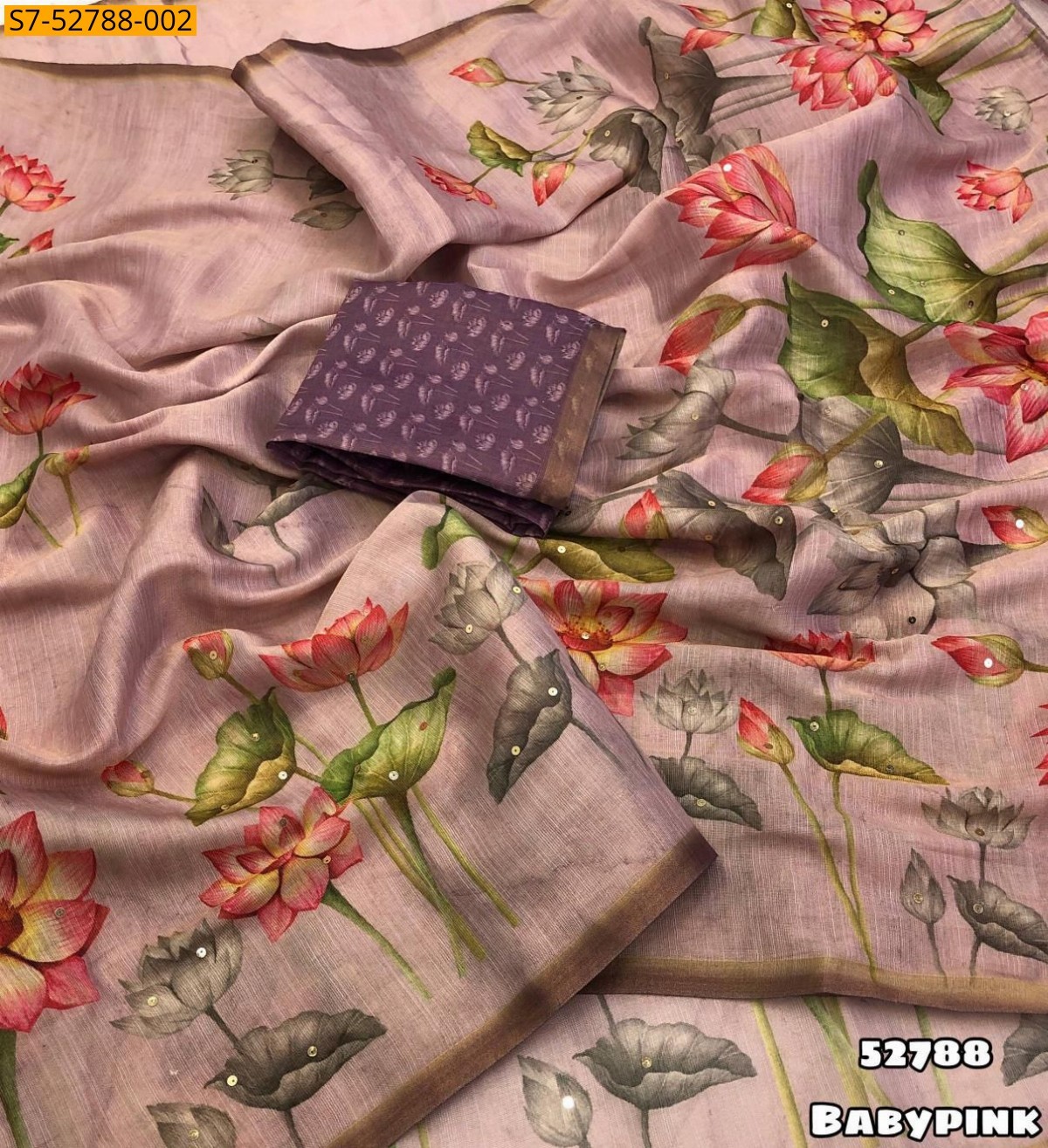 Baby Pink Erode tissue silk Saree