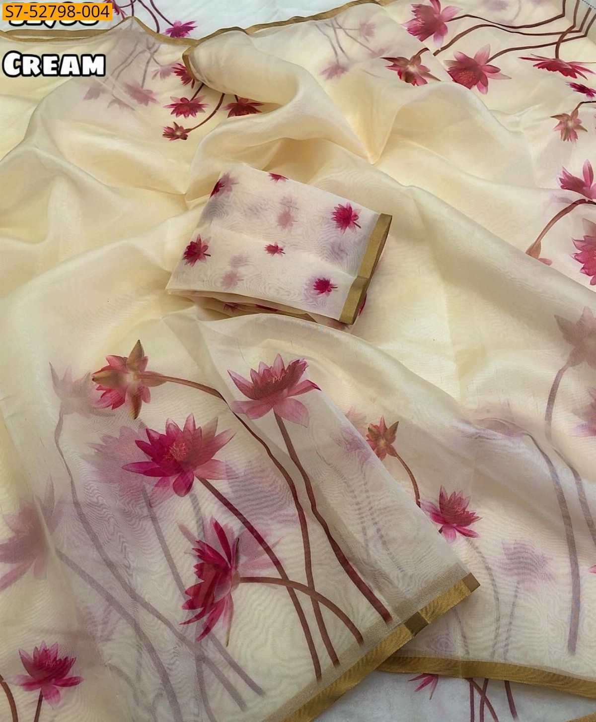 Organza digital printed saree