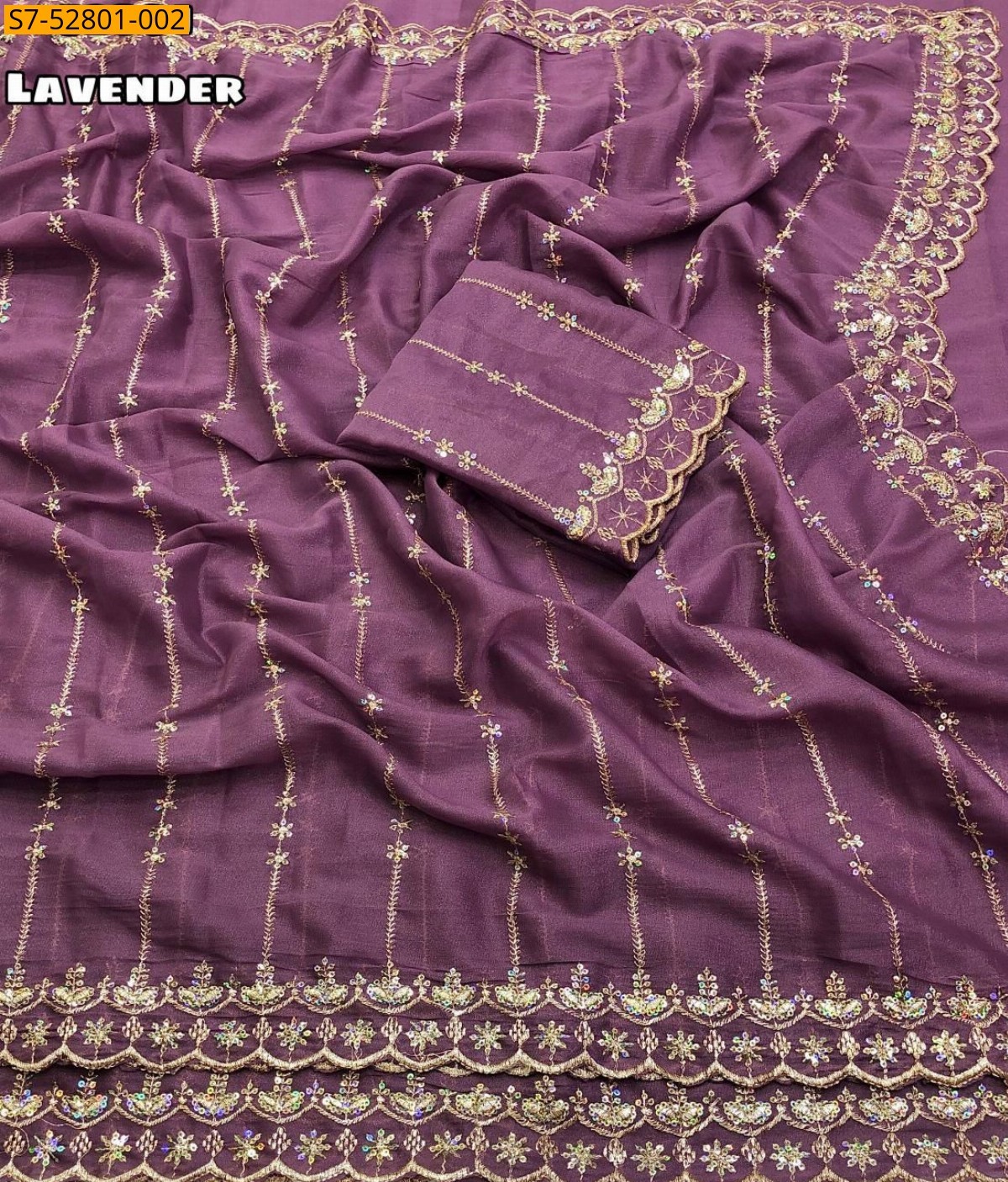 Lavender Star georgette embroidery saree