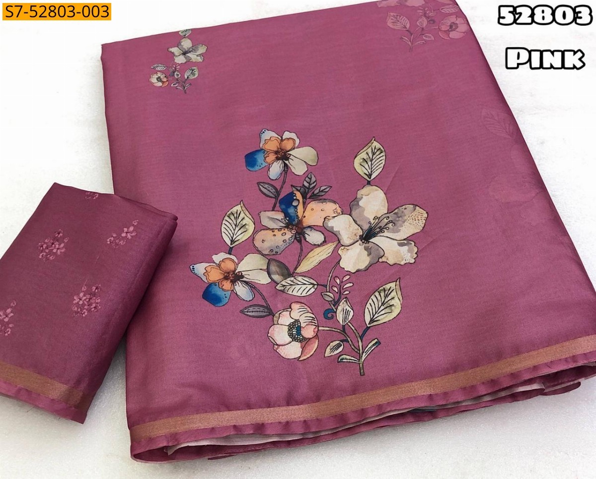 Fancy Soft Silk  Saree - Pink