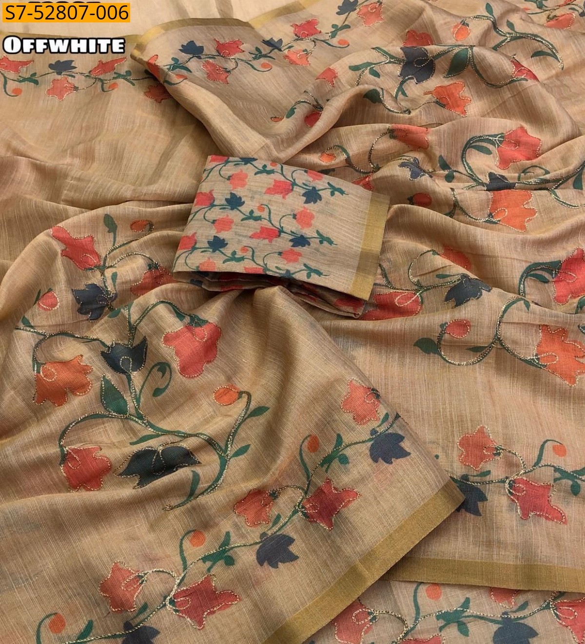 Half white Erode tissue silk digital print saree