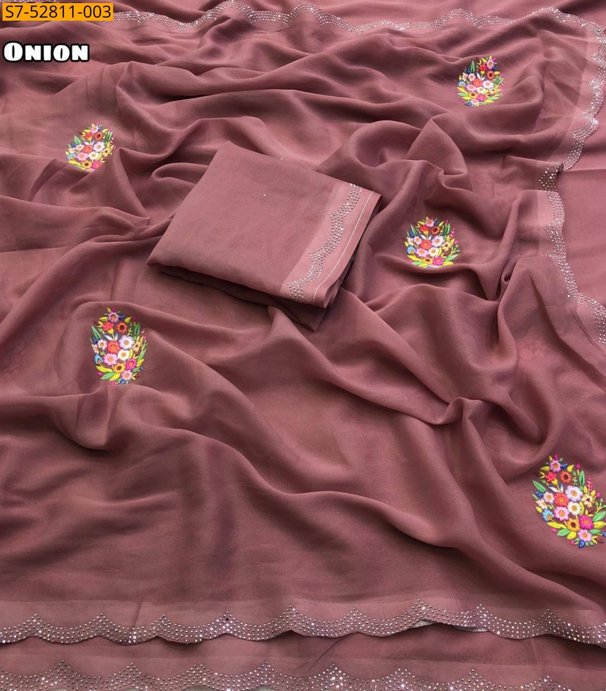 Star georgette embroidery Sarees